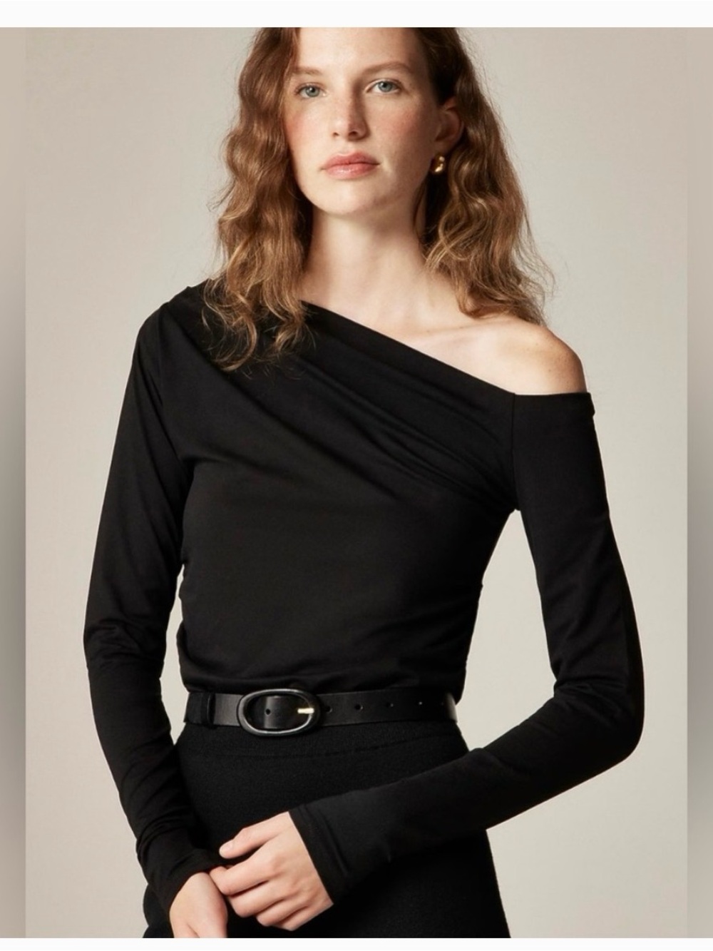 J Crew Asymmetrical Off The Shoulder Top in stretch cotton